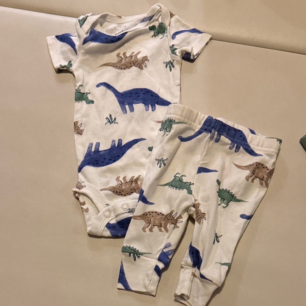 Carters Dinosaur Print Baby Onesie and Pants Set Newborn